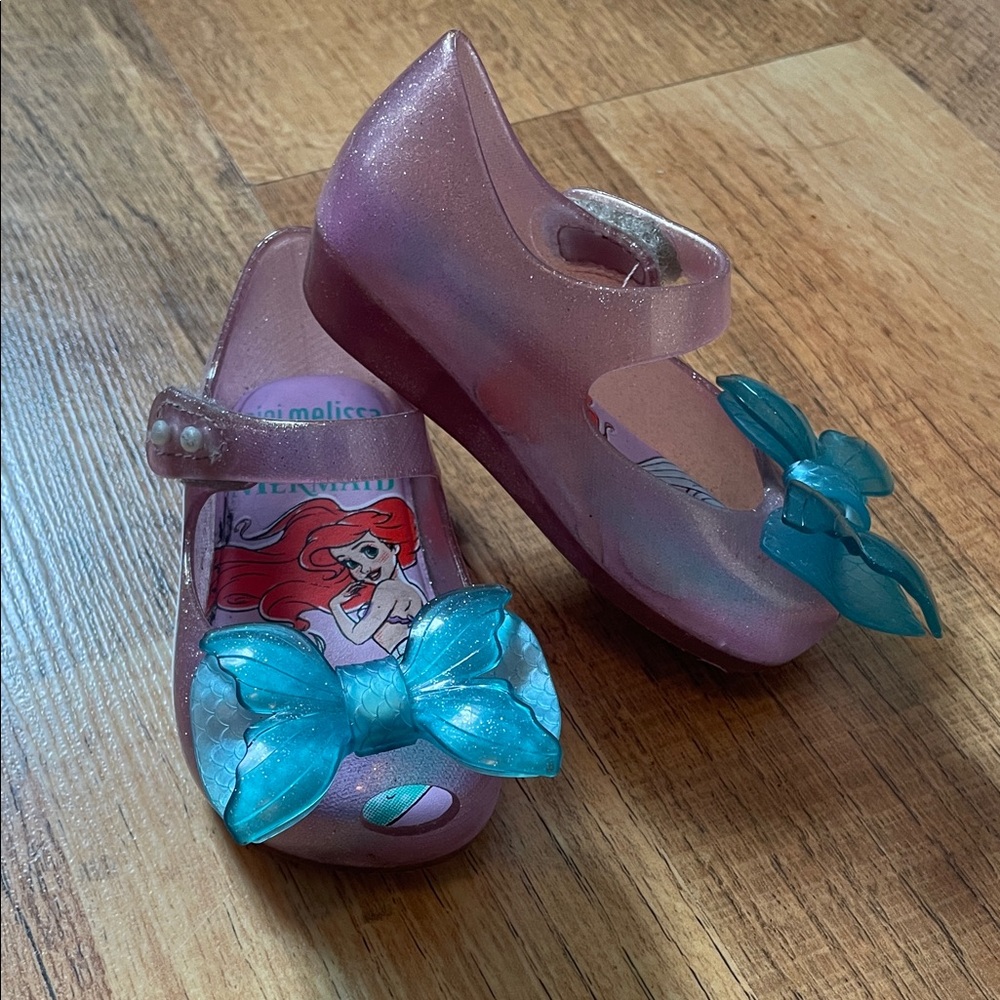 Mini Melissa Size 5 Disney Little Mermaid Toddler Dress Shoes 💜🩵🎀